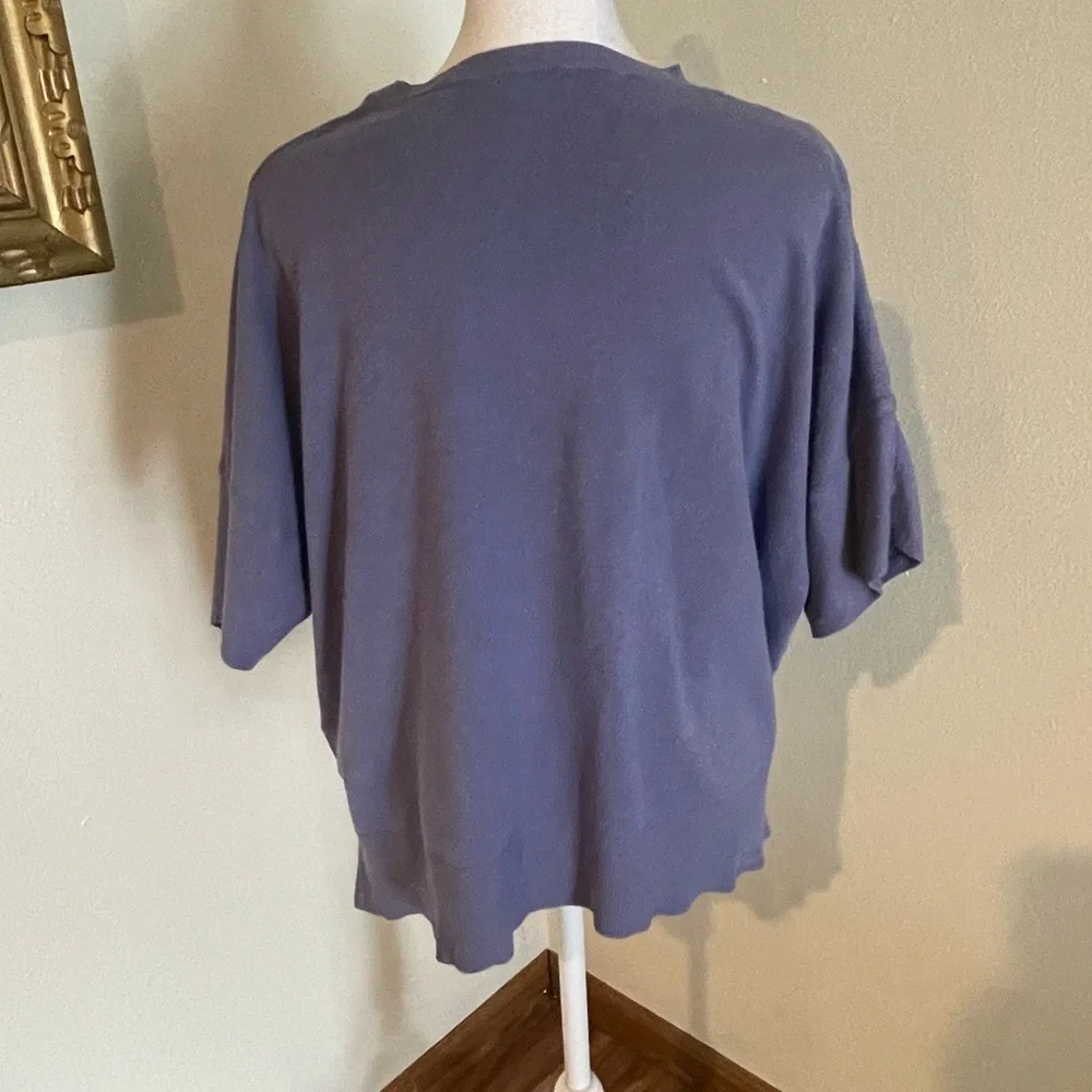 Lavender Sweater Short Sleeve Blouse - Picture 3 of 5